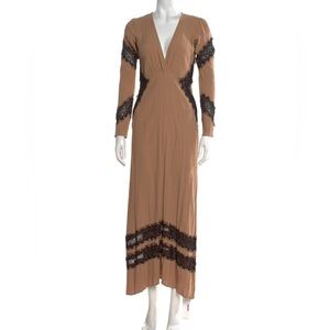 For Love And Lemons Tan and Black Long Sleeve Dress